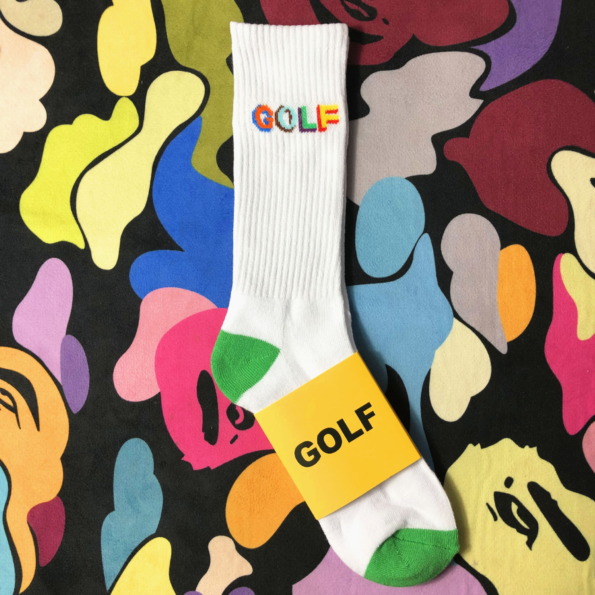 Tide Brand Golf Socks Color Three-dimensional Letters Cotton Towel Street Hip-hop Movement Of Men And Women In Tube Socks Bottom